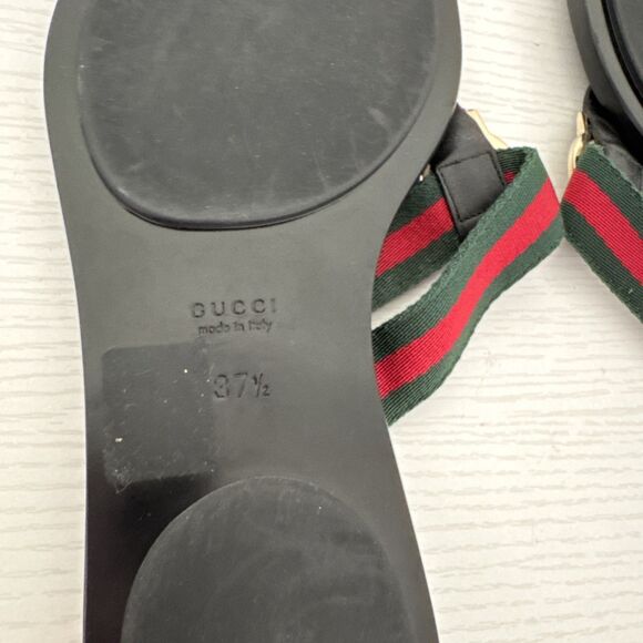 Gucci GG Black Thong Guccissima Sandals Logo Monogram Flip Flop Web Day 7.5 37.5 - Picture 7 of 10